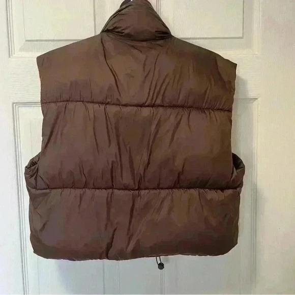 Women's Crop Puffer Vest drawstring Full Zip Sz Large - Picture 2 of 7